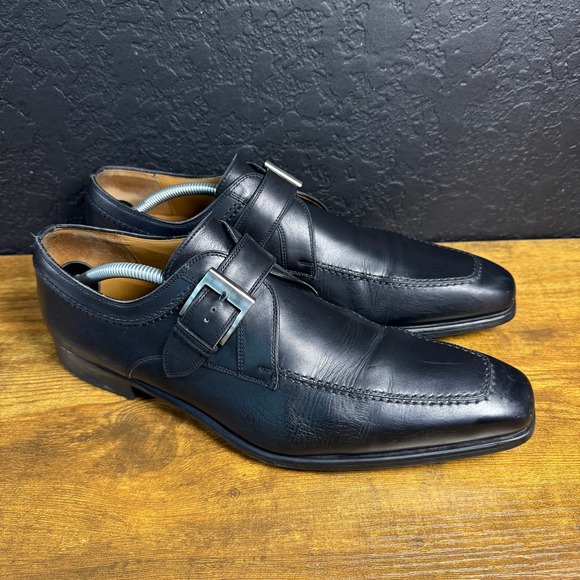 Magnanni Mauricios Monk Strap Loafer Mens Black Leather 22419 Size 10.5